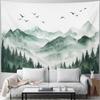 Amonercvita Misty Mountain Forest Tapestry Watercolor Nature Landscape Tapestry Aesthetic Foggy Forest Trees Tapestries Wall Hanging Green Woodland Scenery Backdrop for Bedroom view 2