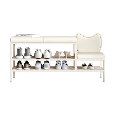 CMYCYDDPLY Hallway Shoe Rack, Shoe Bench, 2-Tier Shoe Storage Bench, Metal Shoe Rack with Storage, for Hallway Entryway(120cm)
