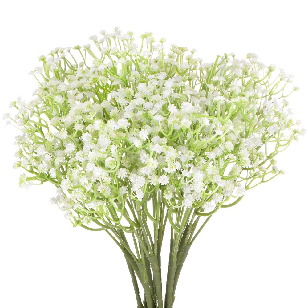 M METERXITY 12-Pack Artificial Baby's Breath, 22.8Inch Faux Gypsophila Plastic Bouquets Real Touch Faux Flowers for Home/Wedding/Christmas/DIY/Party/Garden Office [White]
