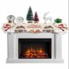 Christmas Fireplace Mantle Scarf, Snowman Snowflake Xmas Truck Pine Tree Deer Fireplace Scarf Cover Mantel Shelf Top Scarf Runner Mantel Cover Fireplace Decoration for Holiday Living Room 60"x17" view 1