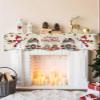 Christmas Fireplace Mantle Scarf, Snowman Snowflake Xmas Truck Pine Tree Deer Fireplace Scarf Cover Mantel Shelf Top Scarf Runner Mantel Cover Fireplace Decoration for Holiday Living Room 60"x17" view 2