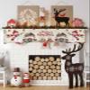 Christmas Fireplace Mantle Scarf, Snowman Snowflake Xmas Truck Pine Tree Deer Fireplace Scarf Cover Mantel Shelf Top Scarf Runner Mantel Cover Fireplace Decoration for Holiday Living Room 60"x17" view 3