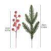 35 Pcs Artificial Pine Branches with Red Berry Stems Christmas Greenery Pine Needles Picks Frosted Berries Branches for DIY Craft Wreath Garland Home Decor view 2