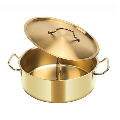 Stainless Steel Divided Hot Pot,Hot Pot with Divider Dual Sided Stainless Steel Hot Pot,Two Flavor Soup Pot Shabu Shabu Pot,Mandarin Duck Hot Pot,Works with All Major Hobs,30CM