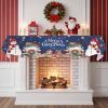 Christmas Fireplace Mantle Scarf, Snowman Snowflake Navy Blue Poinsettia Flower Fireplace Scarf Cover Mantel Shelf Top Scarf Runner Mantel Cover Fireplace Decoration for Holiday Living Room 70"x17" view 2