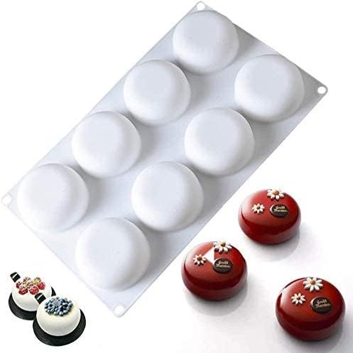 8 Cavity 3D Stone Round Silicone Baking Mold for Mousse Cake | Silicone Molds for Baking Cakes | French Dessert Mold for Pastry Chocolate | Reusable Non-Stick Easy Release Baking Molds