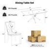 HAIZAO Clear Glass Top Dining Set for 6, 63'' Luxury Rectangular Dinner Room Set, 7 PCS Modern Glass Kitchen Table Set, Grey High-end Tufted Chairs, for Large Apartment Home (Silver) view 3