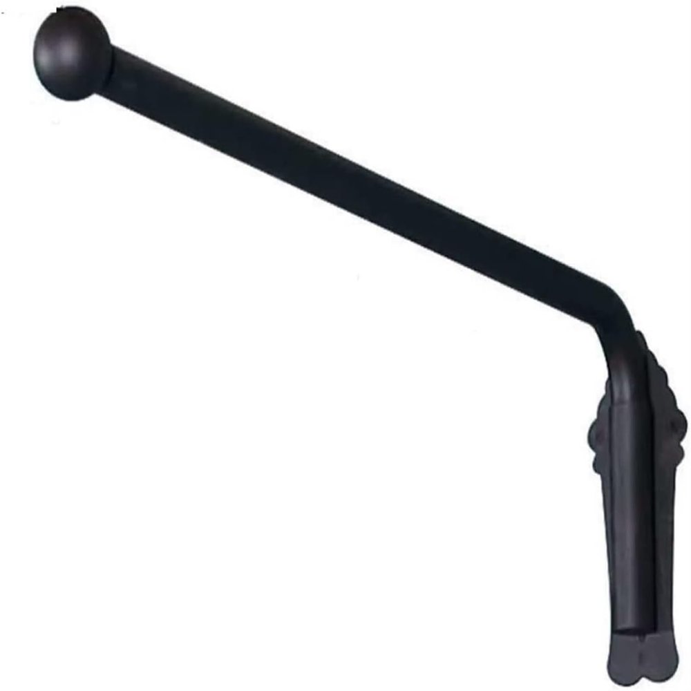 HomeLoft Basics Heavy Duty Iron Drapery Rod With Finials, 1pcs Swing Arm Window Curtain Rod, Black, 35in