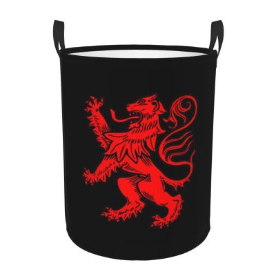 Lion Rampant Scottish Flag Symbol Scotland Laundry Basket Round Portable Storage Box Organizer Laundry Basket Portable Laundry Organizer Laundry Basket