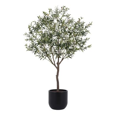 CG Hunter Faux Olive Tree, Premium Handmade Artificial Indoor Tree Stands 6.5-ft Tall, Lifelike-Leaves & Hand Painted Trunk, Planter Pot Included