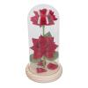 Akozon Valentine Day LED Light Up Rose in Glass Decor with Wooden Base - Romantic Artificial Flowers Ornaments for Girlfriend view 1