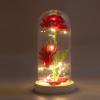 Akozon Valentine Day LED Light Up Rose in Glass Decor with Wooden Base - Romantic Artificial Flowers Ornaments for Girlfriend view 4