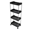 Rolling Cart, PP Stainless Steel Storage Cart for Kitchen (Black) view 1