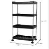 Rolling Cart, PP Stainless Steel Storage Cart for Kitchen (Black) view 2