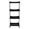 Rolling Cart, PP Stainless Steel Storage Cart for Kitchen (Black) view 3