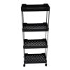 Rolling Cart, PP Stainless Steel Storage Cart for Kitchen (Black) view 4