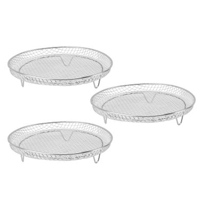 CCYLEZ Fryer Dehydrator Rack, Heat Multifunctional Stackable Fryer Rack 3PCS Uniform Mesh Design for 8 Inch Fryers (Round)