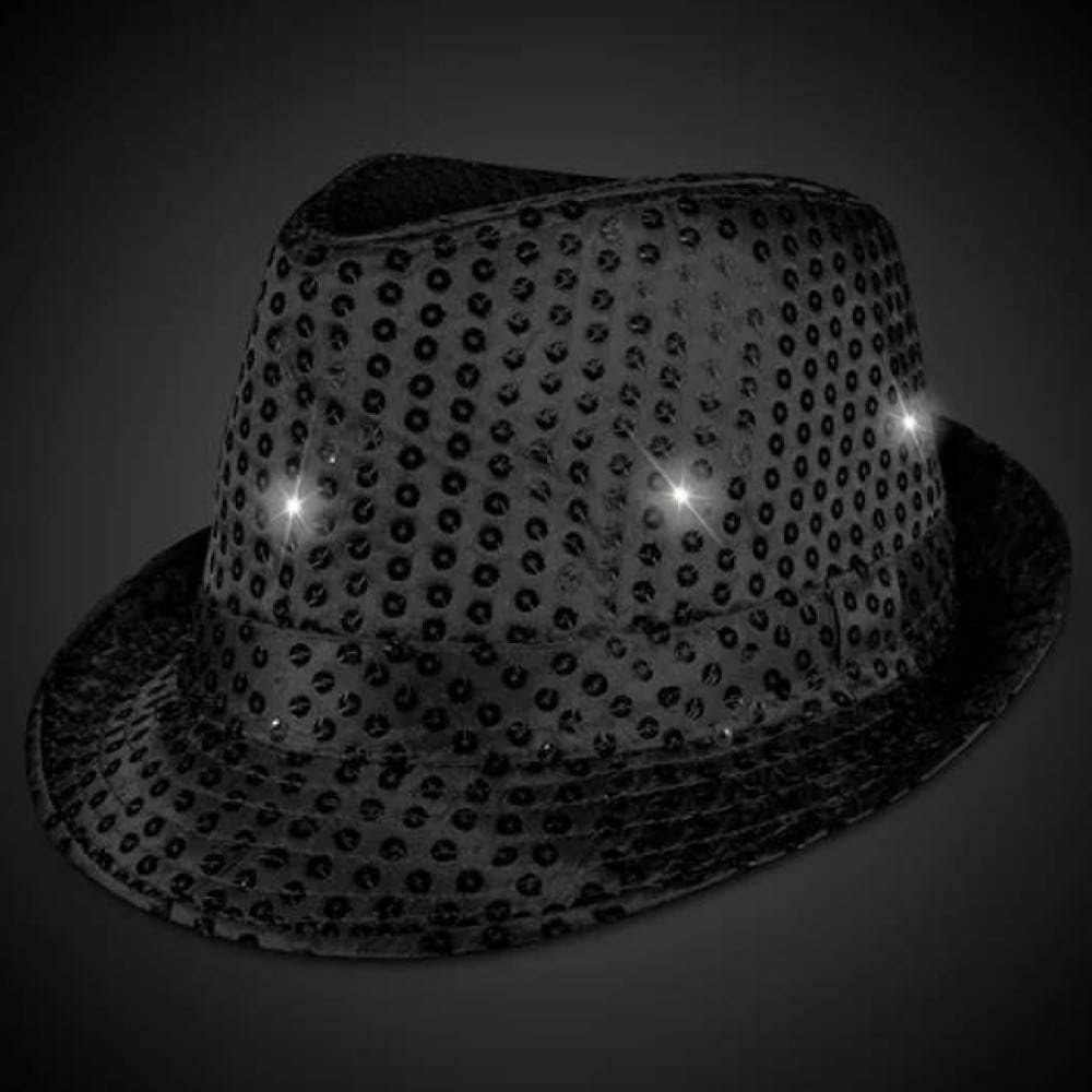 Flashing LED Sequin Fedora Party Hat - Unisex Costume Light-Up Novelty Hat for Clubs, Bars, and Birthdays