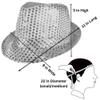Flashing LED Sequin Fedora Party Hat - Unisex Costume Light-Up Novelty Hat for Clubs, Bars, and Birthdays view 2