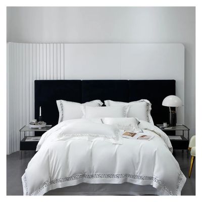 GLAMDIA White High End Bedding Set Luxury Egyptian Cotton Hollow Out Lace Bedclothes Broad Side Duvet Cover Bed Sheet Pillowcases,Bed