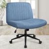 Orange Factory Criss Cross Chair Wheels Wide Cross Legged Office Desk Vanity Dual Base Comfy Fabric Armless Adjustable Swivel for Home Computer Task (Blue) view 1