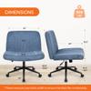 Orange Factory Criss Cross Chair Wheels Wide Cross Legged Office Desk Vanity Dual Base Comfy Fabric Armless Adjustable Swivel for Home Computer Task (Blue) view 2