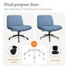 Orange Factory Criss Cross Chair Wheels Wide Cross Legged Office Desk Vanity Dual Base Comfy Fabric Armless Adjustable Swivel for Home Computer Task (Blue) view 3