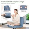 Orange Factory Criss Cross Chair Wheels Wide Cross Legged Office Desk Vanity Dual Base Comfy Fabric Armless Adjustable Swivel for Home Computer Task (Blue) view 4