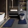 Baahrnom Bathroom Rugs Sets 3 Piece with Adjustable Toilet Seat Cover 17.5"x 15" Machine Washable Bath Rug Set with TPR Non Slip Rubber Backing Solid Bath Mat Set for Luxury Bathroom Decoration view 1