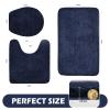 Baahrnom Bathroom Rugs Sets 3 Piece with Adjustable Toilet Seat Cover 17.5"x 15" Machine Washable Bath Rug Set with TPR Non Slip Rubber Backing Solid Bath Mat Set for Luxury Bathroom Decoration view 2