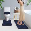 Baahrnom Bathroom Rugs Sets 3 Piece with Adjustable Toilet Seat Cover 17.5"x 15" Machine Washable Bath Rug Set with TPR Non Slip Rubber Backing Solid Bath Mat Set for Luxury Bathroom Decoration view 4