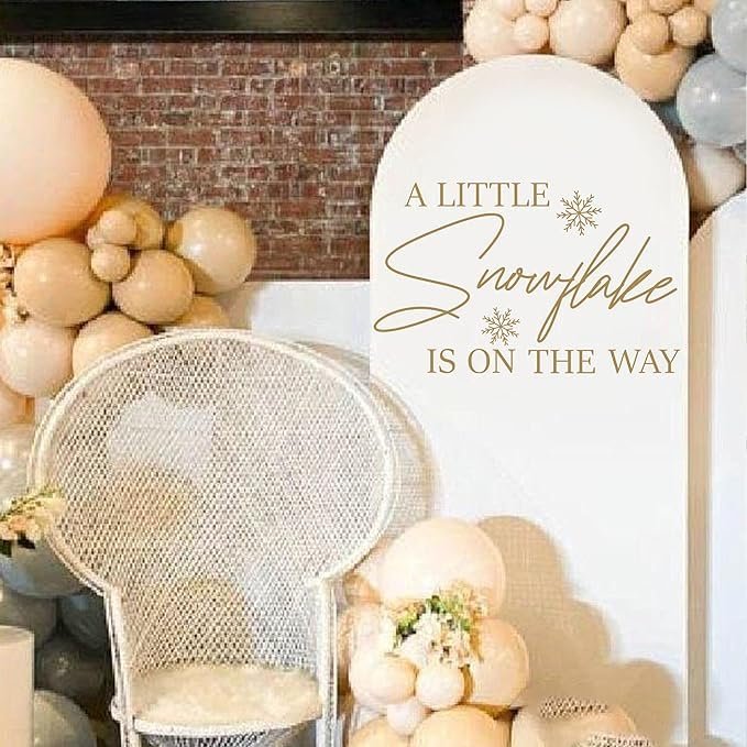CANTLY A Little Snowflake is On The Way Stickers Decoration - Welcome Sign Decal for Balloon Arch,Winter Wonderland Theme Baby Shower Stickers,Baby Shower Decorations for Winter (Snowflake Decal)
