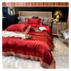 GLAMDIA 1400TC Soft Silk Cotton Bedding Set Embroidery Bedlinen Green Silver Red Duvet Cover Flat Sheet Pillowcase,Bed view 2