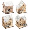 CurcKua Christmas Village Houses 4PCS/Set with LED Light Boxwood Christmas Village with Bottom Switch Delicate & Smooth Christmas Decor Christmas Houses Village Sets for Christmas Tabletop Decor view 1