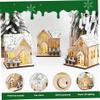 CurcKua Christmas Village Houses 4PCS/Set with LED Light Boxwood Christmas Village with Bottom Switch Delicate & Smooth Christmas Decor Christmas Houses Village Sets for Christmas Tabletop Decor view 3