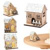 CurcKua Christmas Village Houses 4PCS/Set with LED Light Boxwood Christmas Village with Bottom Switch Delicate & Smooth Christmas Decor Christmas Houses Village Sets for Christmas Tabletop Decor view 4