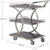 WAGEEOUR Luxury Mobile Bar Seving Cart for Hotel, Party 3 Tier Serving Kitchen Trolley Stainless Steel Sturdy Rolling Cart Lockable Wheels for Home Bar Serving Cart Drinks Trolley Easy to Put view 2