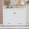 RUNNA Full Size Versatility Murphy Bed with Large Drawer,Solid Wood Mobile Murphy Chest Bed with USB Port and Metal Handles. Foldable, Saves Bedroom Space (White#069) view 1
