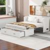 RUNNA Full Size Versatility Murphy Bed with Large Drawer,Solid Wood Mobile Murphy Chest Bed with USB Port and Metal Handles. Foldable, Saves Bedroom Space (White#069) view 2