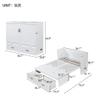 RUNNA Full Size Versatility Murphy Bed with Large Drawer,Solid Wood Mobile Murphy Chest Bed with USB Port and Metal Handles. Foldable, Saves Bedroom Space (White#069) view 3