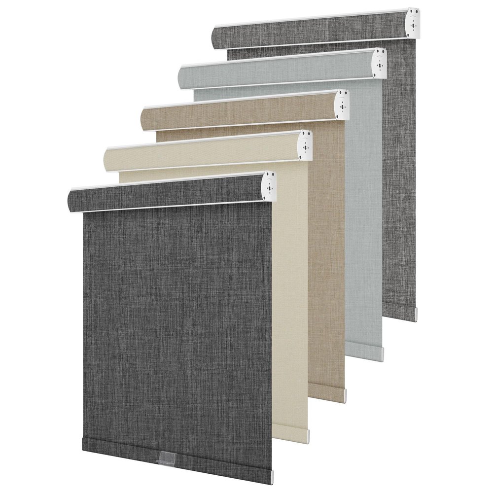 Sulugood Blackout Roller Shades for Windows,Linen Fabric,Cordless,Roller Blinds for Windows,Thermal Insulated Fabric UV Protection,Window Shades for Home,Office,Door,Bedroom,Black,18" W x 48" H
