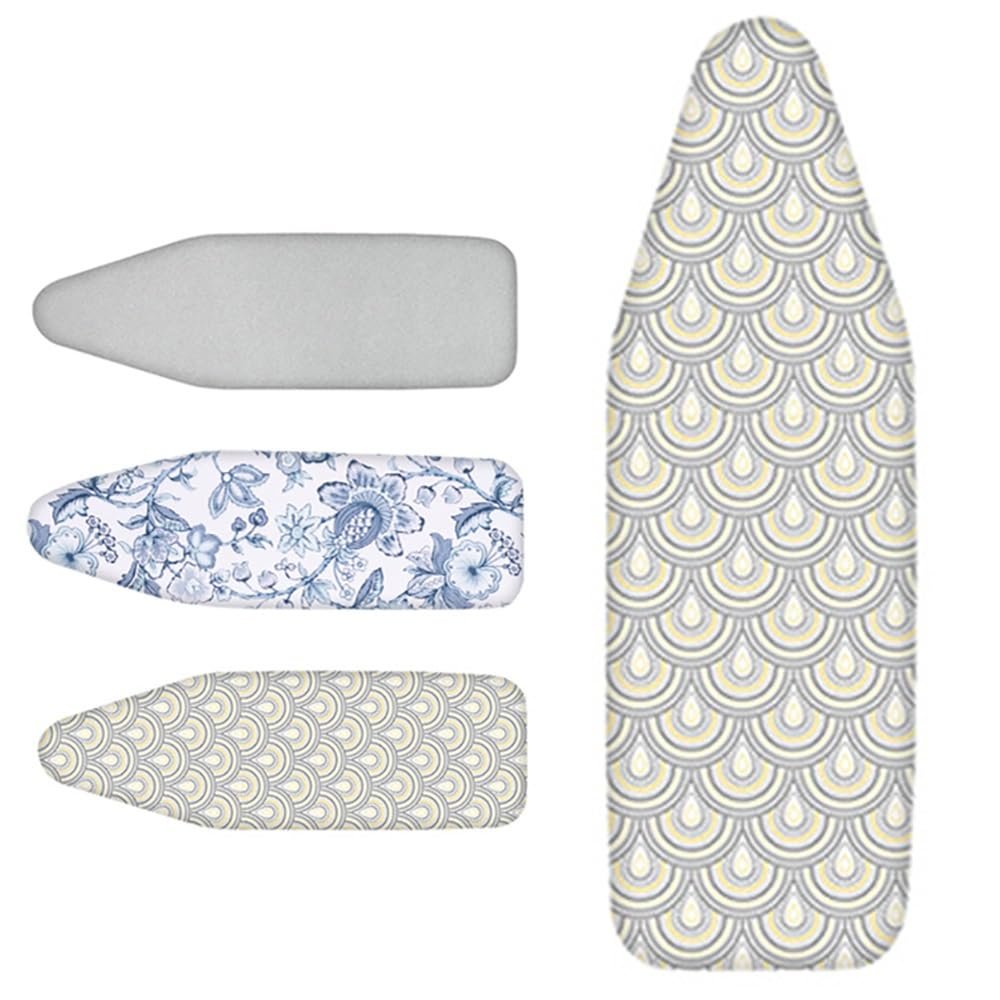 GJPXFR Standard Ironing Board Cover, Iron Board Cover 36x13in 38x13in 48x15in Board Cover and Pad Standard Size, Prevent Staining and Scorching(Peacock Flower.,122x38cm)