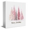 Pink Christmas Wooden Box Sign, 5x5 Inch Mini Wood Tabletop Decor, Cute Merry Christmas Tree Sign for Pink Christmas Decorations, Holiday Home Mantel or Shelf Gift view 1