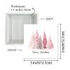 Pink Christmas Wooden Box Sign, 5x5 Inch Mini Wood Tabletop Decor, Cute Merry Christmas Tree Sign for Pink Christmas Decorations, Holiday Home Mantel or Shelf Gift view 2