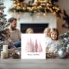 Pink Christmas Wooden Box Sign, 5x5 Inch Mini Wood Tabletop Decor, Cute Merry Christmas Tree Sign for Pink Christmas Decorations, Holiday Home Mantel or Shelf Gift view 3