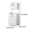 Collapsible Double Layer Laundry Basket, Wheels Clothes Storage Hamper, Folding Laundry Sorter for Laundry Room Bedroom Bathroom view 2