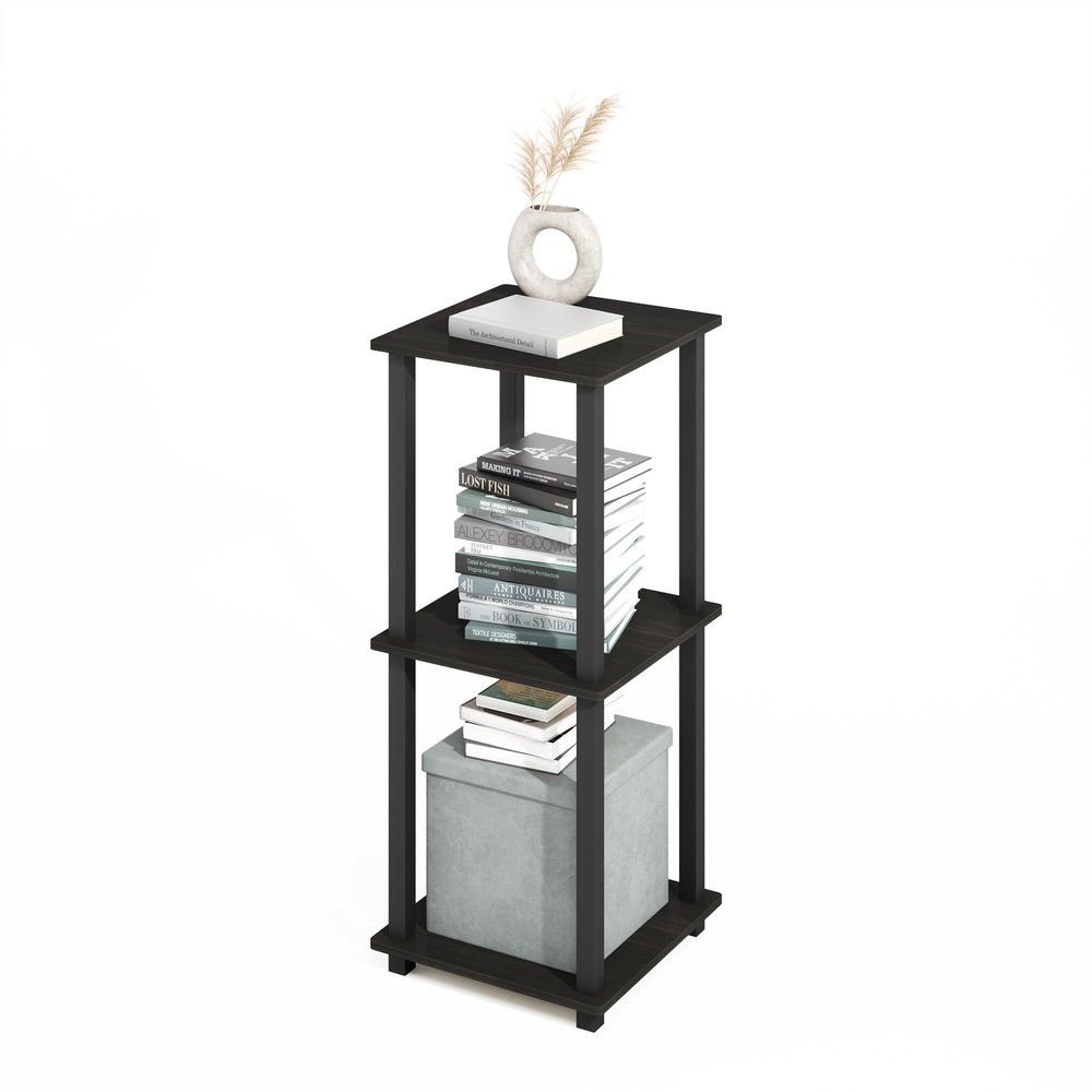 Furinno Turn-N-Tube Book Shelf, 2-Pack Bookshelf, Stackable Bookcase, 15.6 x 15.6 x 19.6, for Home Office, Living Room, Bedroom, Espresso/Black