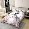 100% Cotton Black Fashion Lady Queen Duvet Cover 3 Pcs Eiffel Tower Paris Landscape Bedding Set for Girls Teens Women Pink Rose Bowknot High Heels Romantic Comforter Cover,2 Pillowcases,No Comforter view 2