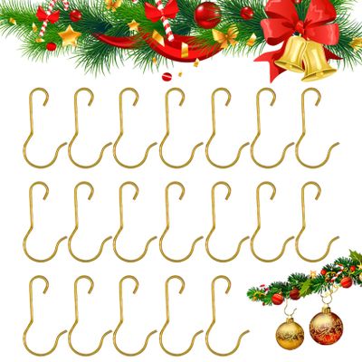 200PCS Gold Christmas Hooks - Ornament Hangers for Trees with Storage Box