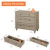 WAMPAT Dresser for Bedroom with 3 Drawers, Grey Kids Dressers with Wide Chest of Drawers, Mid Century Modern Wooden Closet Storage Organizer, Small Dressers for Living Room, Nursery, Hallway view 2